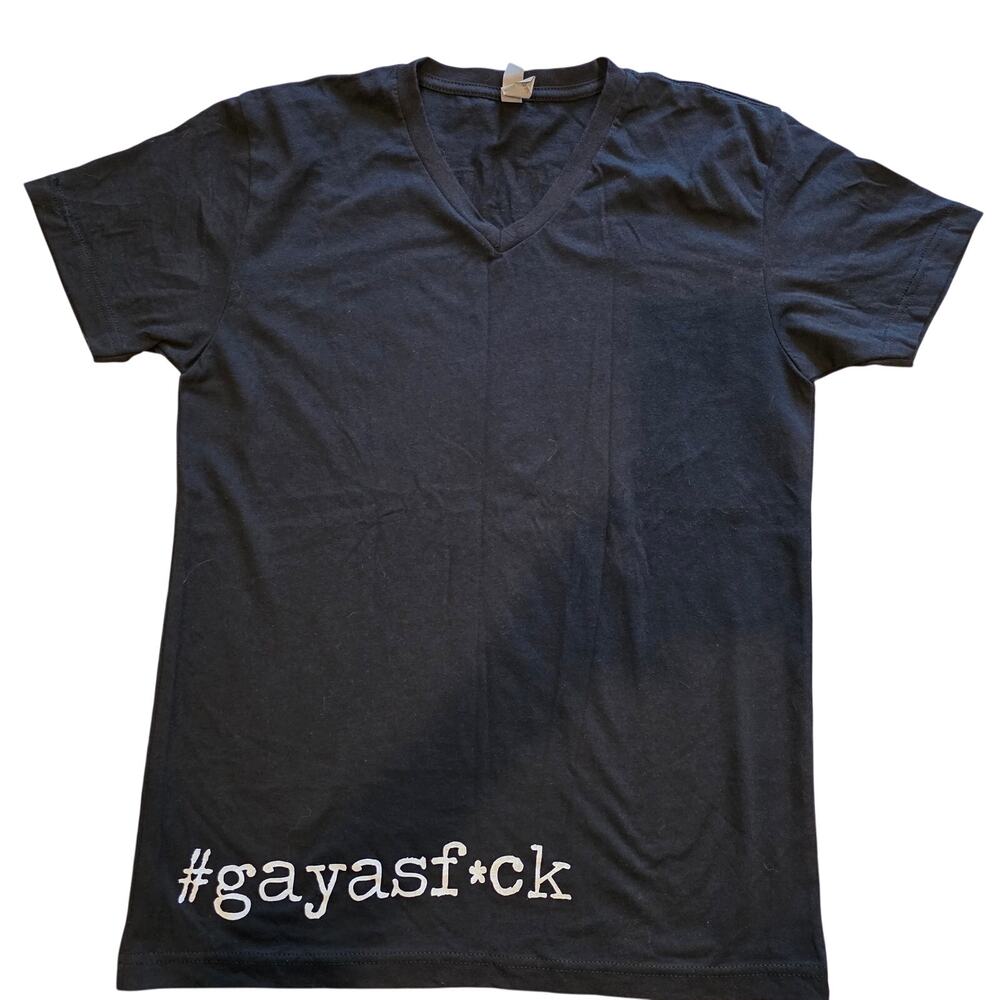Gossip Grill San Diego #gayasf*ck V-Neck Graphic T-Shirt Black S Pride LGBTQ+
